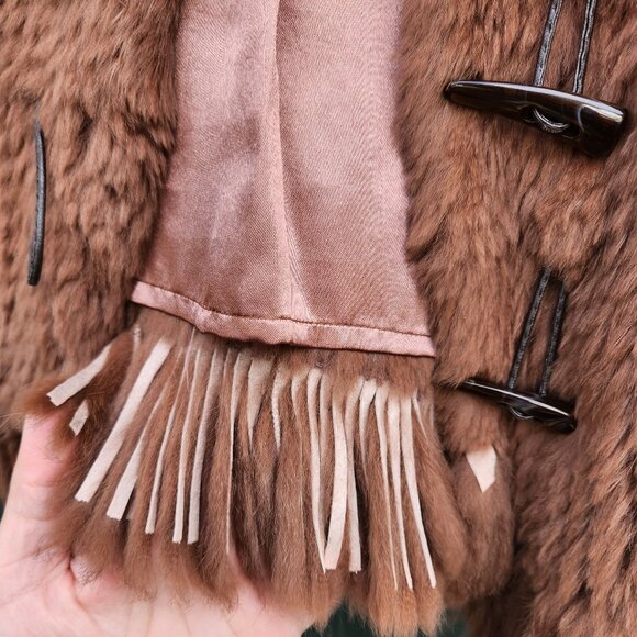 Lavee Brown Knitted Rabbit Fur Vest with Satin lining Large - Picture 11 of 11